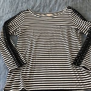 J Crew Striped Lace Top